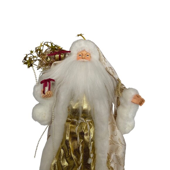 SANTA HOLDING PRESENTS CHRISTMAS TREE TOPPER IVORY & GOLD 12" TABLE DECORATION - Picture 2 of 7
